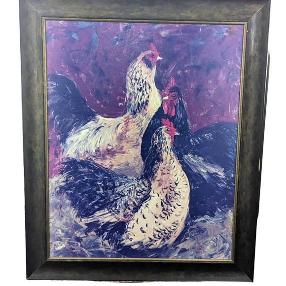 Large Original Hen/Chicken Painting - Oil - Picture 1 of 10